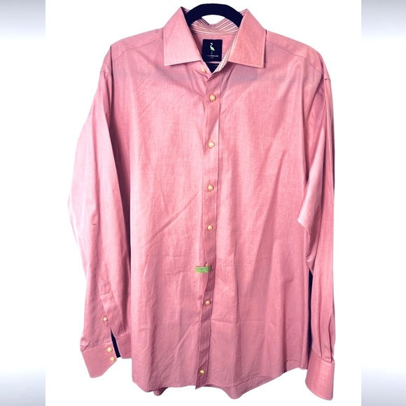 TailorByrd Men’s Dress Shirt L Long Sleeve Red Micro-Check 100% Cotton - Picture 1 of 4